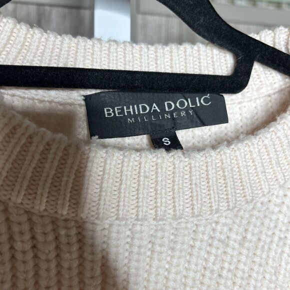 Behida Dolic Millinery Sweater Women Small Italian Wool Oversized Cable Knit - Picture 5 of 9